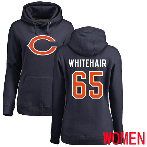 Chicago Bears Navy Blue Women Cody Whitehair Name and Number Logo NFL Football #65 Pullover Hoodie Sweatshirts
